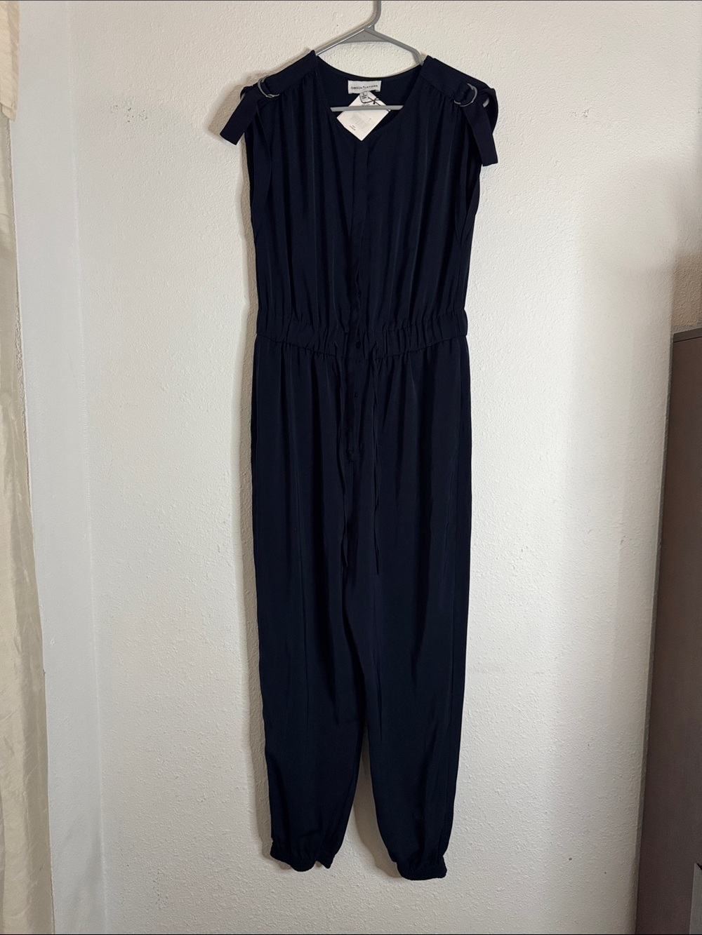 Gibson Latimer Dark Navy Sleeveless Drawstring Jumpsuit